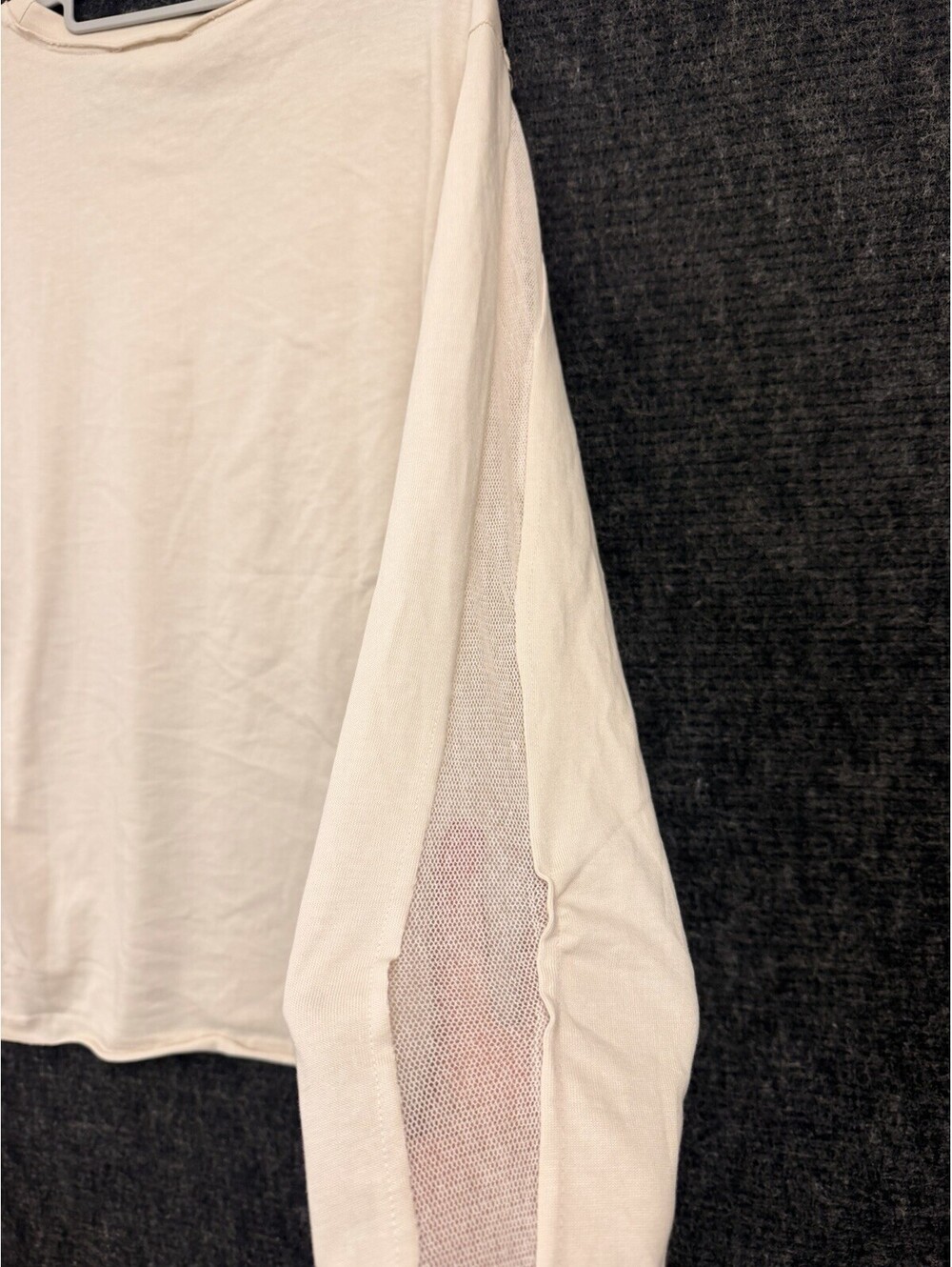 Zara Men’s Cream Long Sleeve T Shirt Crewneck Minimalist Casual Top Size M NWT - Picture 4 of 8